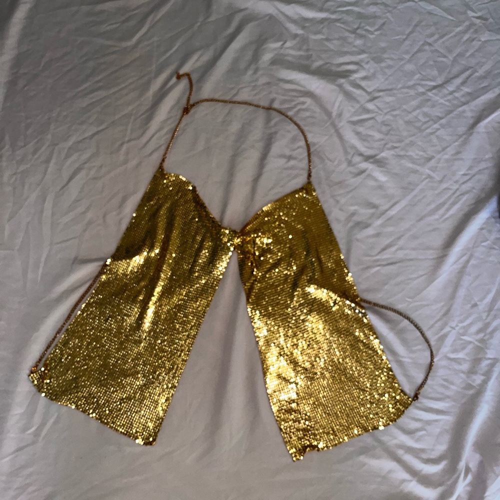Crop top backless size M gold